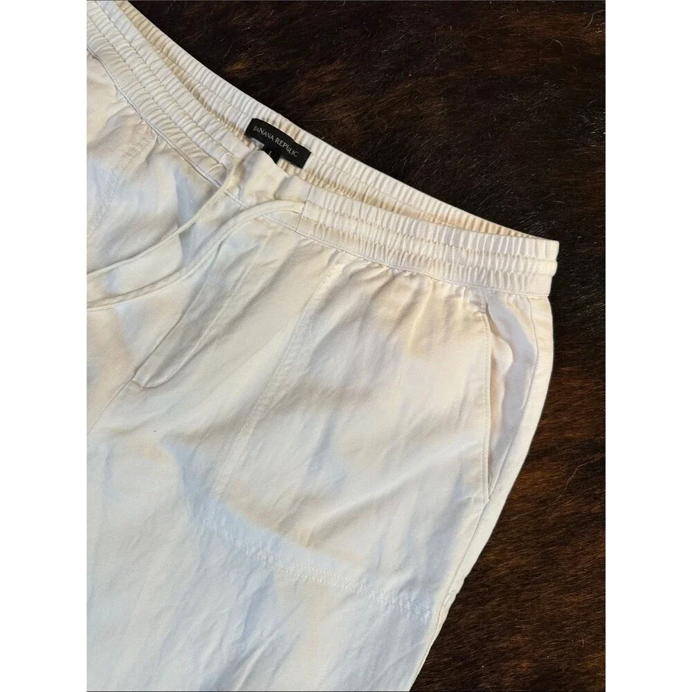 Banana Republic White Linen Blend Pants, 24